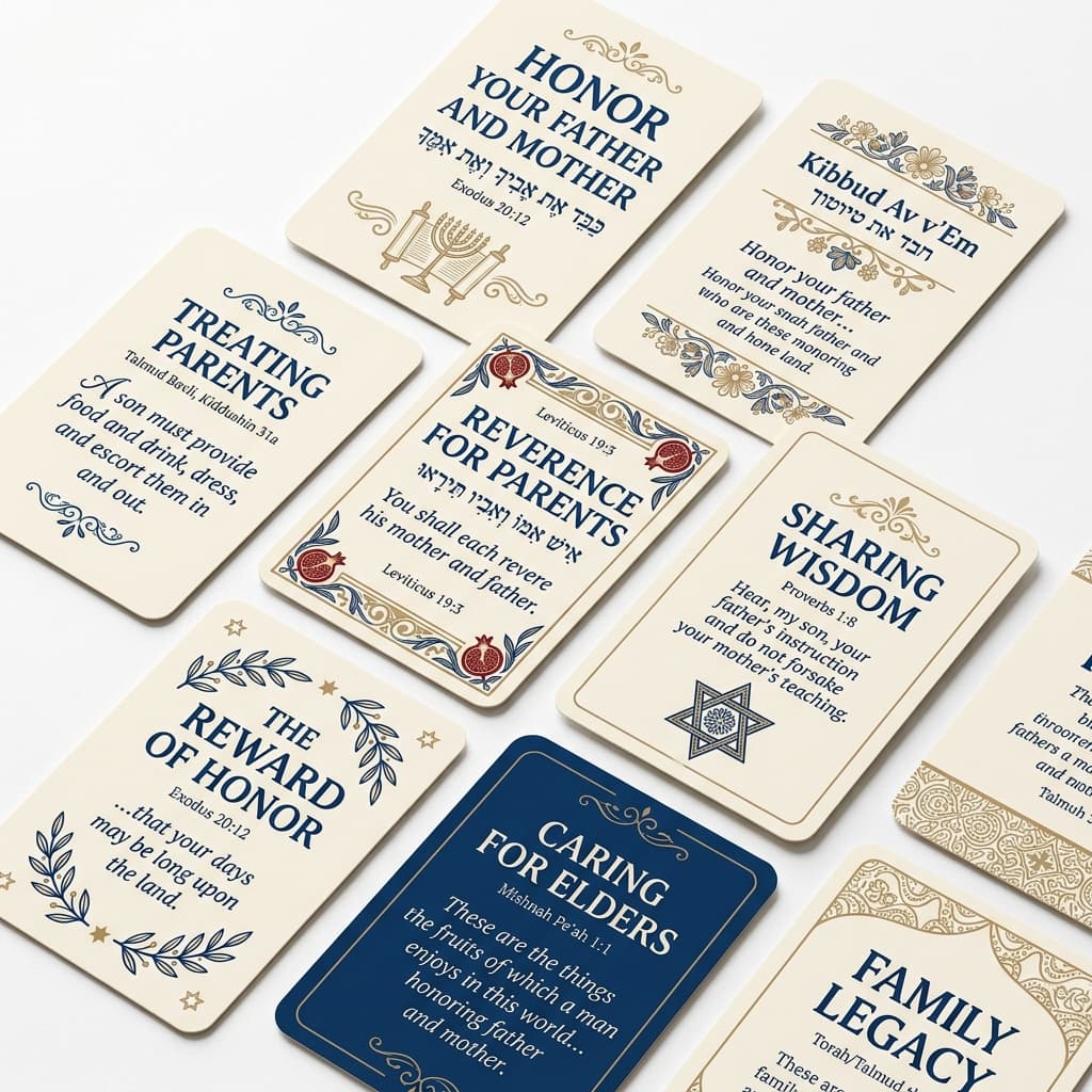 Jewish wisdom flashcards about honoring parents